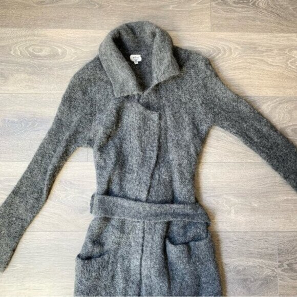 Aritzia Long Cardigan Sweater Duster Mohair Wool Blend Belted Grey Whimsigoth - Picture 8 of 16